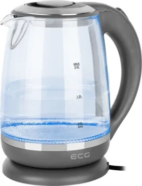 ECG RK 2020 Grey Glass šedá / rýchlovarná kanvica / 2200W / 2.0 L / sklo a nerez (100000670015)
