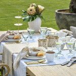 GREEN GATE Bavlnený behúň na stôl Woven Sand 45 × 150 cm