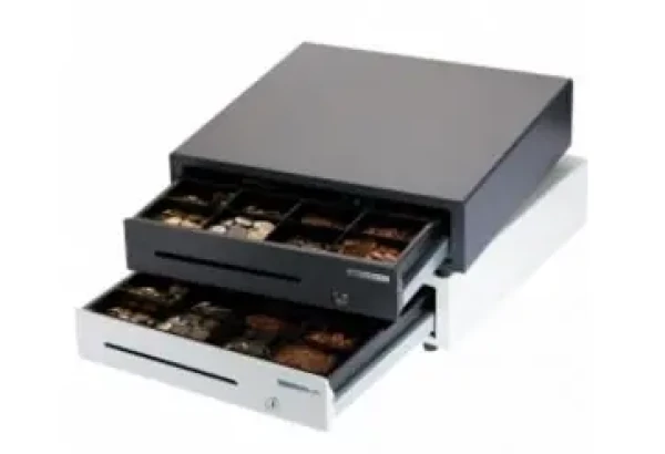 Metapace K-1 pokladničná zásuvka leštená nerezová oceľ / 24V / RJ12 / pre tlačiarne (mpk1e)