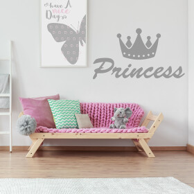 Veselá Stena Samolepka Princess Farba: šedá, Veľkosť: 100 x 57 cm