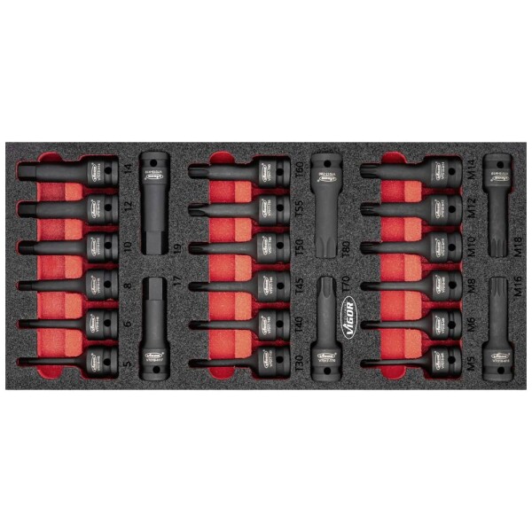 Vigor sada vložiek zástrčného kľúča nárazového skrutkovača, 1/2 (12.5 mm), 24-dielna, V5603; V5603