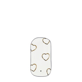 Bastion Collections Keramický oválny tanierik White/Brown srdce