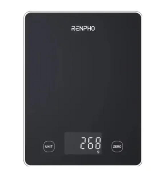 Renpho Calibra čierna / Digitálna kuchynská váha / max. 10 kg / sklenený povrch / dotykové ovládanie (PEU-R-T001-BK)