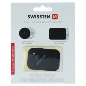 Swissten Set kovový lepiaci štítok a podložka k magnetickým držiakom do auta (retail pack) (88801405)