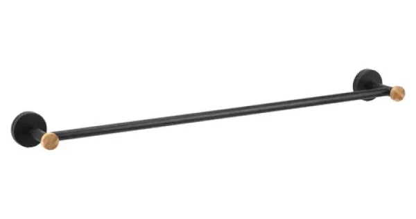 MSV IANA nástenný držiak na uteráky čierny / oceľ / bambus / 65,2 cm
