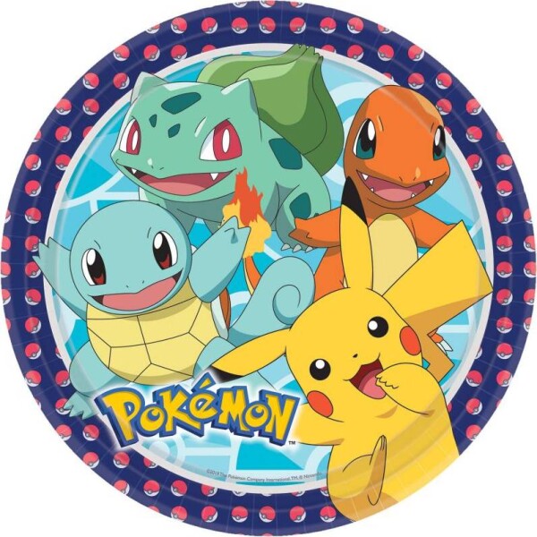 Papierový tanier 8ks Pokemon 23cm, 8ks - Amscan