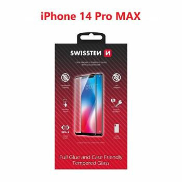 Swissten FULL GLUE COLOR FRAME CASE FRIENDLY sklo pre Apple iPhone 14 Pro MAX čierna (54501826)