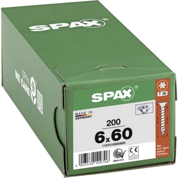 SPAX R 88091 Senkkopf/T-STAR 1191010600605 skrutka do dreva 6 mm 60 mm T-STAR plus ocel WIROX 200 ks; 1191010600605