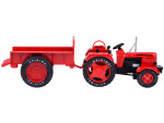 Mamido Červený kovový traktor s prívesom, otočné gumové kolesá 1:18 ZA5202