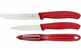 VICTORINOX sada 2 nožov a škrabka na zeleninu červená / 1x nôž (8cm) / 1x nôž (11cm) / 1x univerzálna škrabka (V-6.71 11.31)