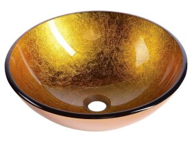 SAPHO - AGO sklenené umývadlo na dosku priemer 42cm, zlato oranžová 2501-19