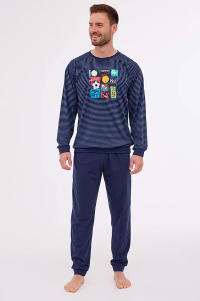 Pánske pyžamo WINNER 308/258 Tmavomodrý vzor - Cornette XXL tmavě modrá - vzor