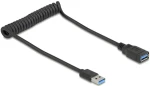 DeLock USB-A (M) - USB-A (F) 0,6 m čierna / Predlžovací kábel / Špirálový / USB 5 Gbps (90367)