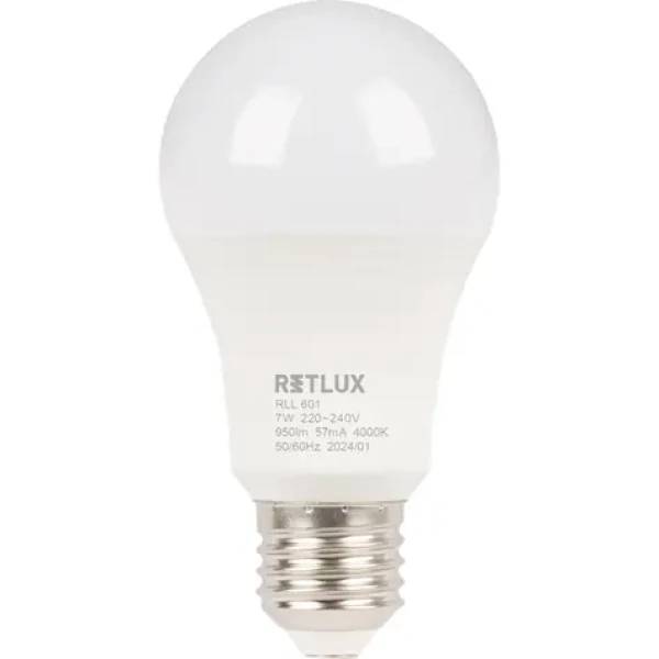Retlux RLL 601 A60 E27 bulb 7W / 950 lm / 4000K - studená biela / D (8590669358175)