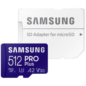 SAMSUNG PRO Plus Micro SDXC 512GB + SD adaptér / U3 / V30 / A2 / Čítanie: 160MBps / Zápis: 120MBps (MB-MD512KA/EU)