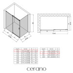 CERANO - Sprchovací kút Santoro Ľ/P - 8 mm - chróm, transparentné sklo - 100x80x195 - posuvný CER-8050BD7347
