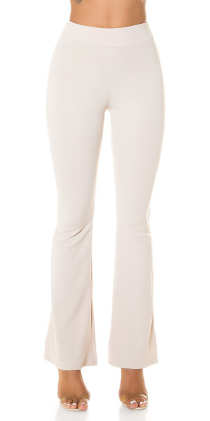 Sexy Koucla high-waist pants flared BEIGE M