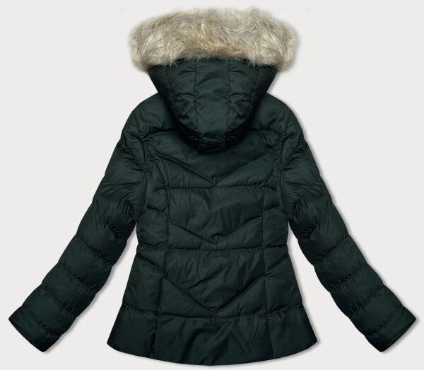 Dámska krátka prešívaná zimná bunda v army farbe J Style (5M3153-136) odstíny zelené L (40)