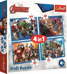Trefl - Puzzle - Statočné Avengers 4v1