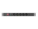 Lanberg PDU čierna / Zásuvková lišta do racku / 19" 1U / 5x zásuvka Schuko / IEC C14 / 10 A / 2 m (PDU-05F-0200-IEC-BK)