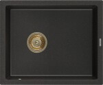 MEXEN/S MEXEN/S - Pedro granitový drez 1-miska 560 x 460 mm, čierna / zlatá metalik, sifón zlatá 6508561000-75-G