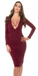 Sexy KouCla Ribbed Knit Dress with Sexy V-Neck Einheitsgroesse