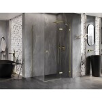 MEXEN/S - Lunar sprchovací kút dvere krídlové pravá 80 x 90, transparent, zlato kartáčovaná 834-080-090-55-00-P