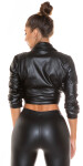 Sexy orezaná blúzka Kunstleder T2880 čierna - Koucla UNI