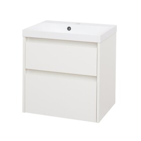 Mereo Opto, kúpeľňová skrinka s umývadlom z liateho mramoru 61 cm, biela CN910M