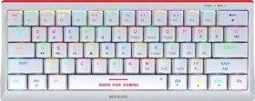 Marvo KG962G WH EN - R, klawiatura US, do gry, mechaniczna rodzaj przewodowa (USB), biała, RGB, czerwone przełączniki