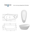 BESCO - Voľne stojaca vaňa GOYA A-LINE biela - Farba - Biela, Farba sifónu - Biela, Rozmer vane - 170 × 80 cm VANGOYAA170W