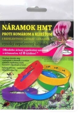 NÁRAMOK HMT proti komárom a kliešťom s repelentnou látkou geraniol 1 ks