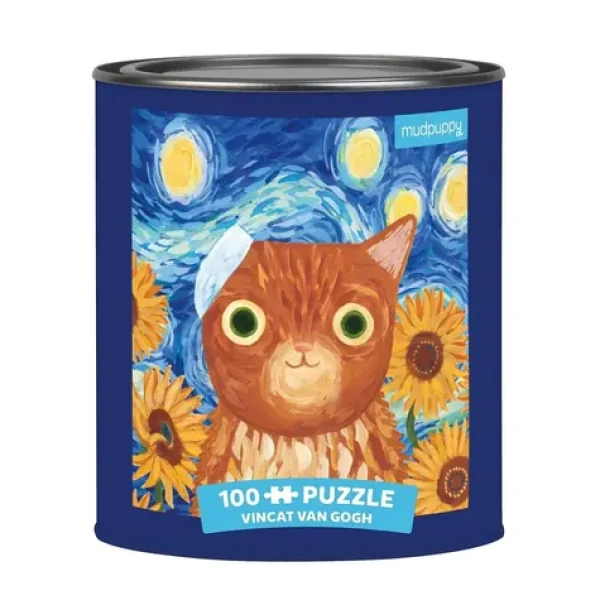 Mudpuppy Puzzle Vincent van Gogh umelecké mačky v plechovke