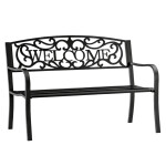 Mamido Záhradná kovová lavica pre 3 osoby WELCOME čierna