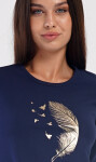 Dámske dlhé pyžamo Feathers tmavě modrá 2XL