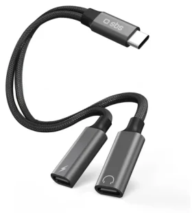 SBS rozbočovací kábel USB-C čierna / Kábel / USB-C - 2x USB-C / 13 cm