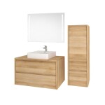 Mereo Opto, kúpeľňová skrinka s keramickým umývadlom 61 cm, biela/dub Riviera CN930