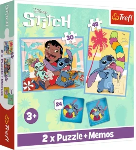 Trefl - Puzzle - LiloStitch: Šťastný deň (2x puzzle + Pexeso)