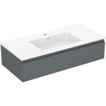 MEXEN/S - Rivel kúpeľňová skrinka 100 cm s umývadlom Otis, 1 šuplík, reliéf, grafit mat/biela mat 91A20-10023-1-BF66-W18M01