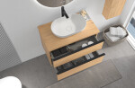 CERANO - Kúpeľňová skrinka Velora - dub medový, úchytka čierna + doska pod umývadlo Navira Slim - 18 mm - 70x54,8x46,5 CER-664810