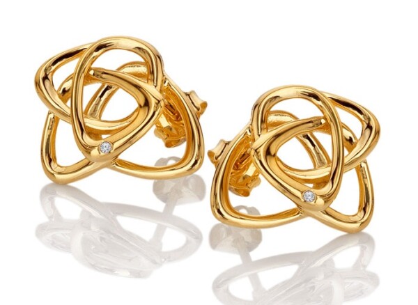 Hot Diamonds Pozlátené náušnice s diamantom Golden Edit Hope DE843