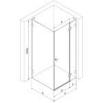 MEXEN/S - Lunar L sprchový kút dvere krídlové pravá 90 x 80, transparent, grafit kartáčovaná 834L-090-080-66-00-P