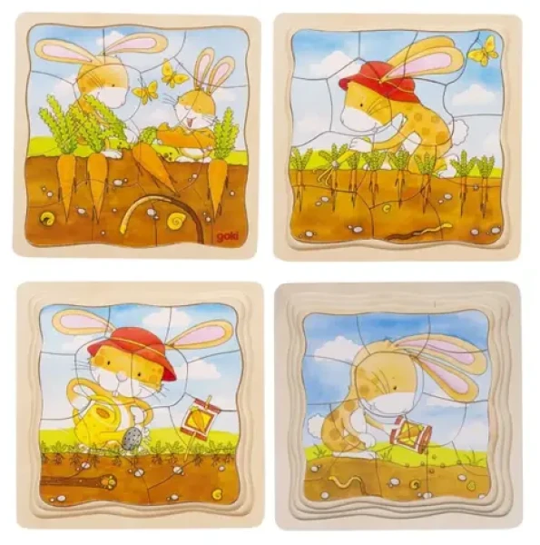 GOKI Vývojové drevené puzzle Zeleninový záhon