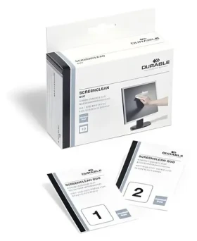 Durable Screenclean Duo / Čistiace obrúsky na obrazovky / vlhčené a suché / 10 ks / bez alkoholu (572102)