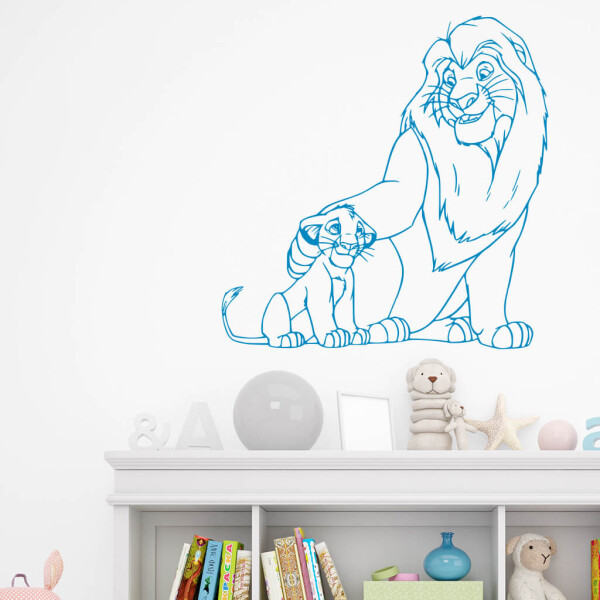 Veselá Stena Samolepka Mufasa a Simba Leví kráľ Farba: modrá, Veľkosť: 100 x 101 cm