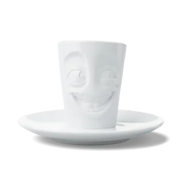 FIFTYEIGHT Espresso hrnček Witzig biely / 80 ml / Porcelán / Umývačka a mikrovlnka (T021601)