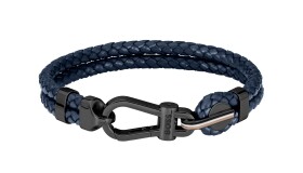 Hugo Boss Štýlový dvojitý náramok z tmavo modrej kože 1580701 19 cm