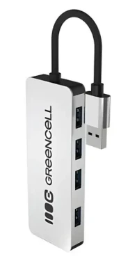 Green Cell USB hub 4 porty / USB hub / 4X USB-A 3.0 / 5 Gbps / hliníkové púzdro (HUB-GC-A4A)