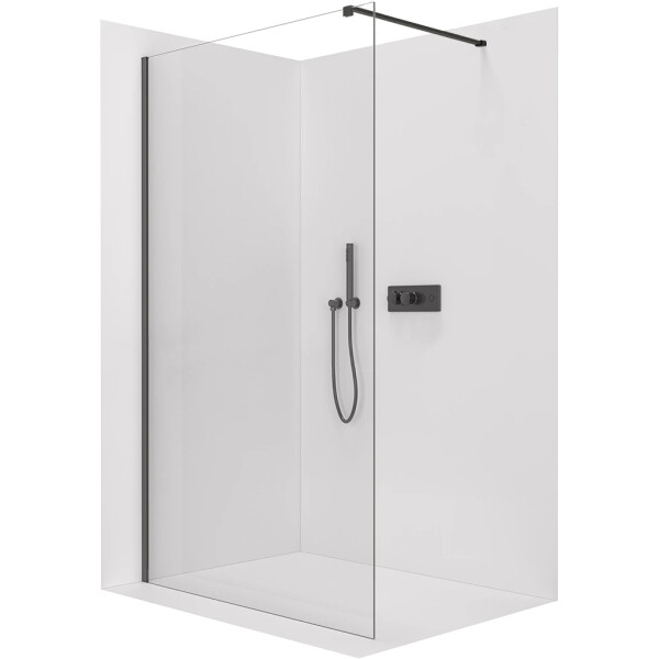 CERANO - Sprchová zástena Walk-in Onyx Cube Ľ/P - 8 mm - hranatá vzpera - čierna matná, transparentné sklo - 160x200 CER-8050BD678