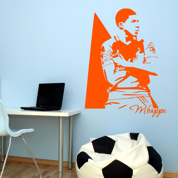 Veselá Stena Samolepka Kylian Mbappé Farba: oranžová, Veľkosť: 40 x 30 cm